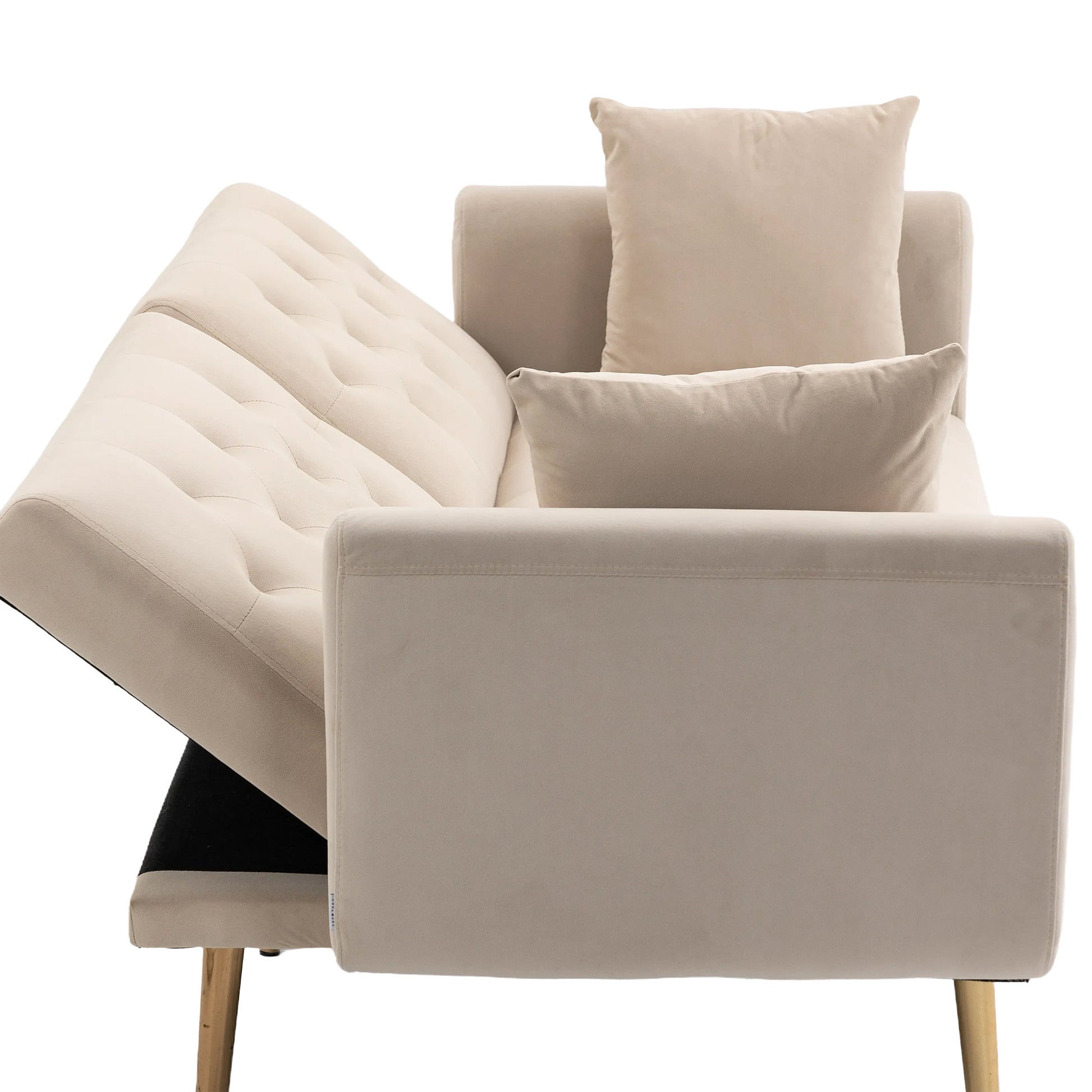 Coolmore Velvet Sofaaccent Sofa .Seat Sofa With Metal Feet Beige Polyester