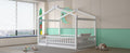 Full Size Wood Bed House Bed Frame With Fence, For Kids, Teens, Girls, Boys,White Box Spring Not Required Full White Wood Pine Bed Frame Wood
