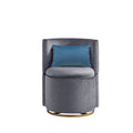 360 Swivel Accent Chair With Storage Function, And Velvet Pillow, Velvet Curved Chair With Gold Metal Base For Living Room, Nursery, Bedroom Video Gray Velvet