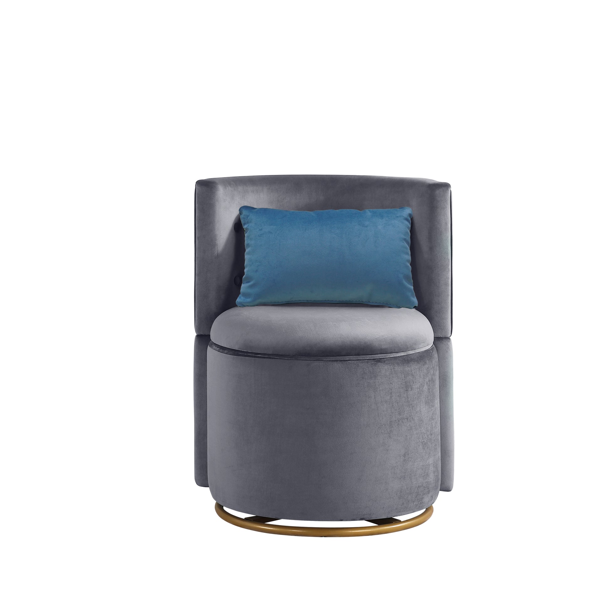360 Swivel Accent Chair With Storage Function, And Velvet Pillow, Velvet Curved Chair With Gold Metal Base For Living Room, Nursery, Bedroom Video Gray Velvet