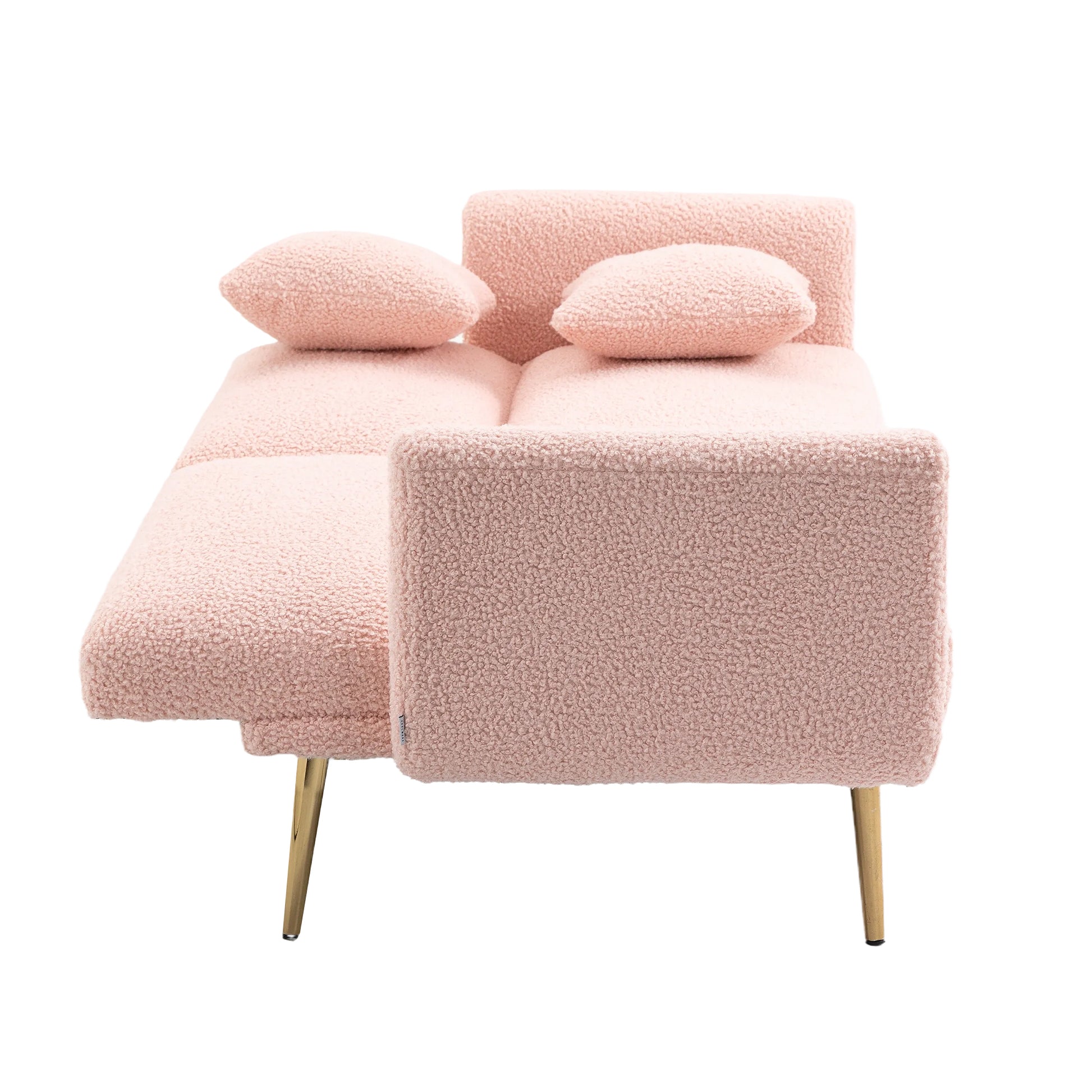 Coolmore Velvet Sofaaccent Sofa .Seat Sofa With Metal Feet Pink Teddy Polyester