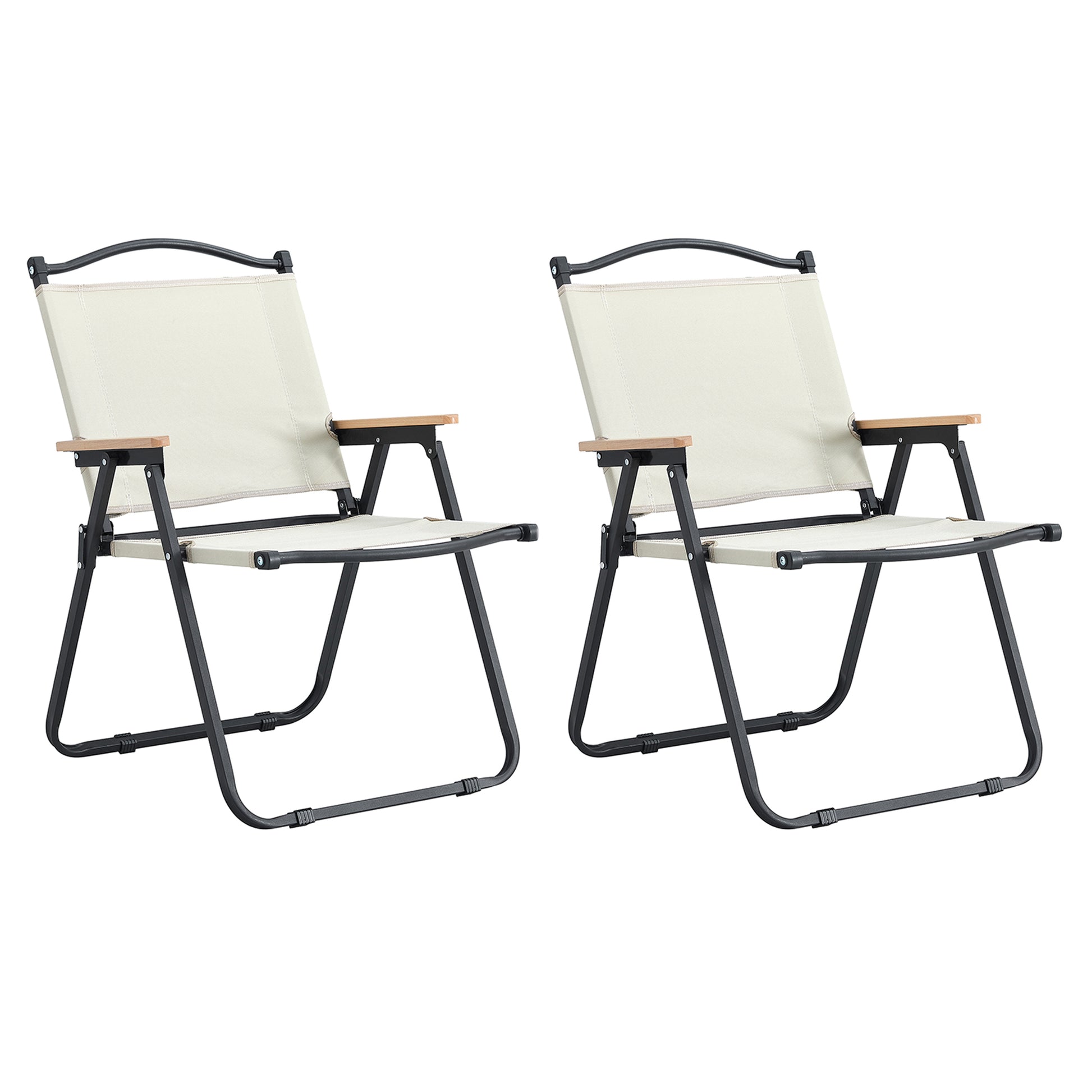 2 Piece Folding Outdoor Chair For Indoor, Outdoor Camping, Picnics, Beach,Backyard, Bbq, Party, Patio, Beige Beige Garden & Outdoor Modern Oxford Fabric