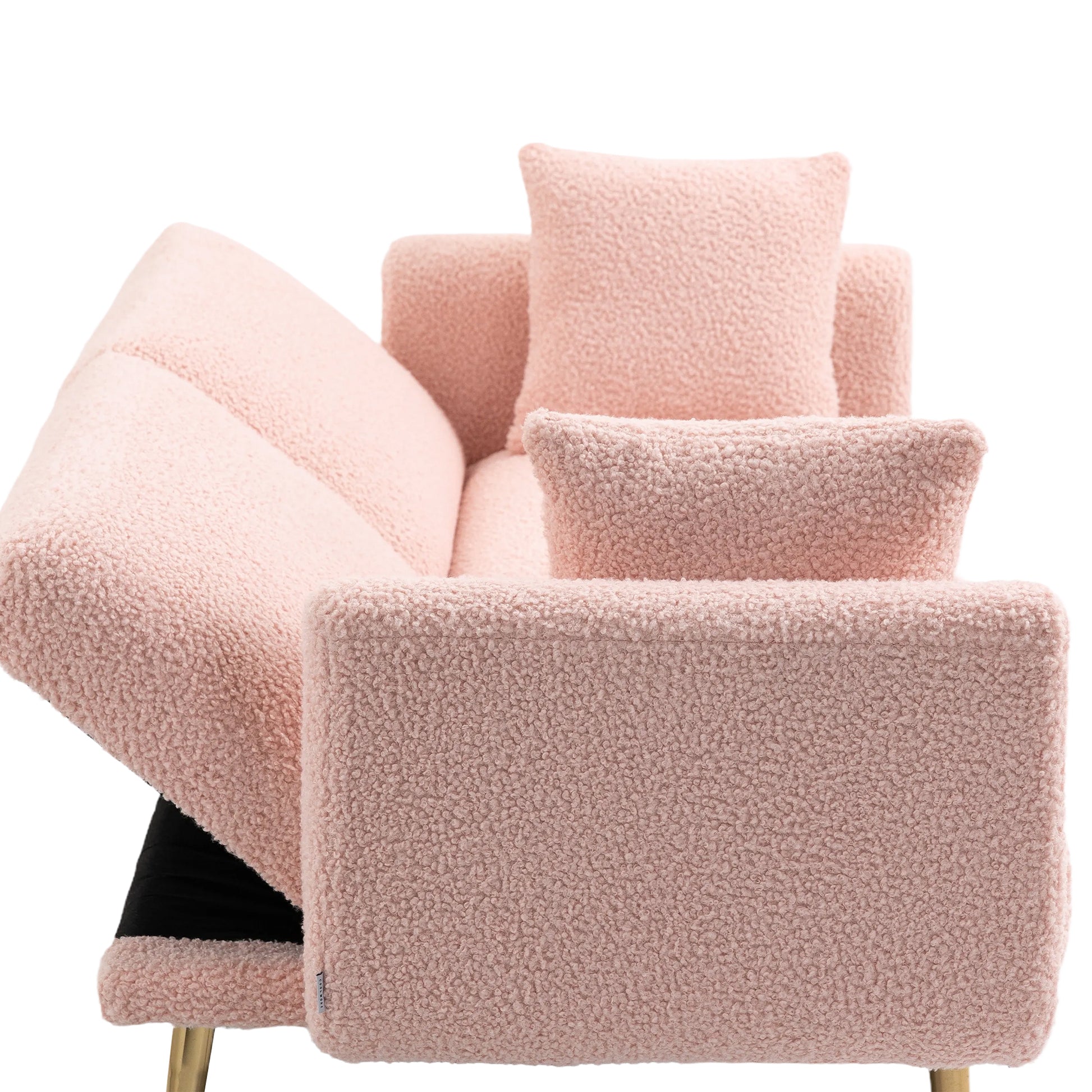 Coolmore Velvet Sofaaccent Sofa .Seat Sofa With Metal Feet Pink Teddy Polyester