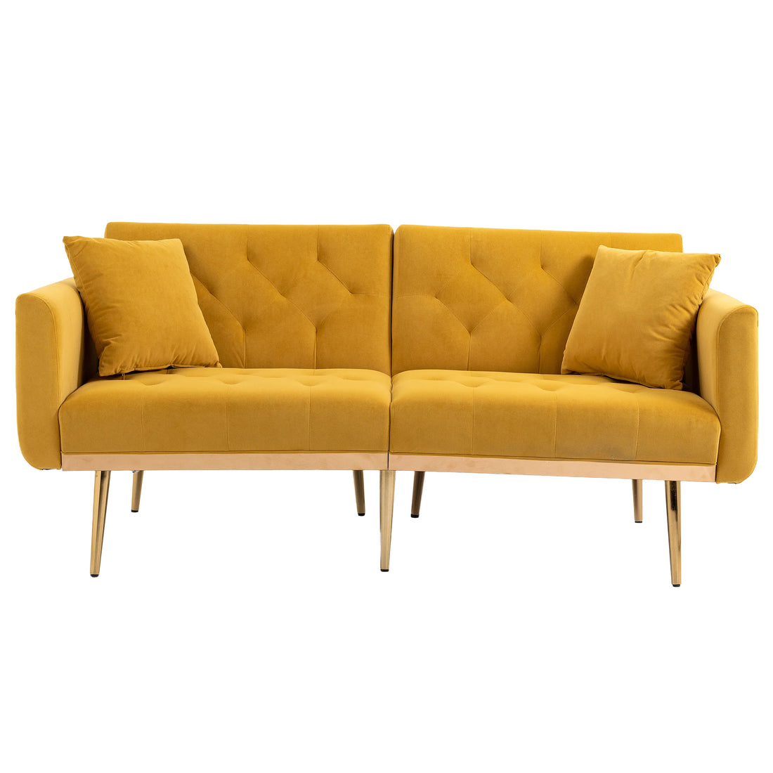 Coolmore Velvet Sofaaccent Sofa .Seat Sofa With Metal Feet Mustard Polyester