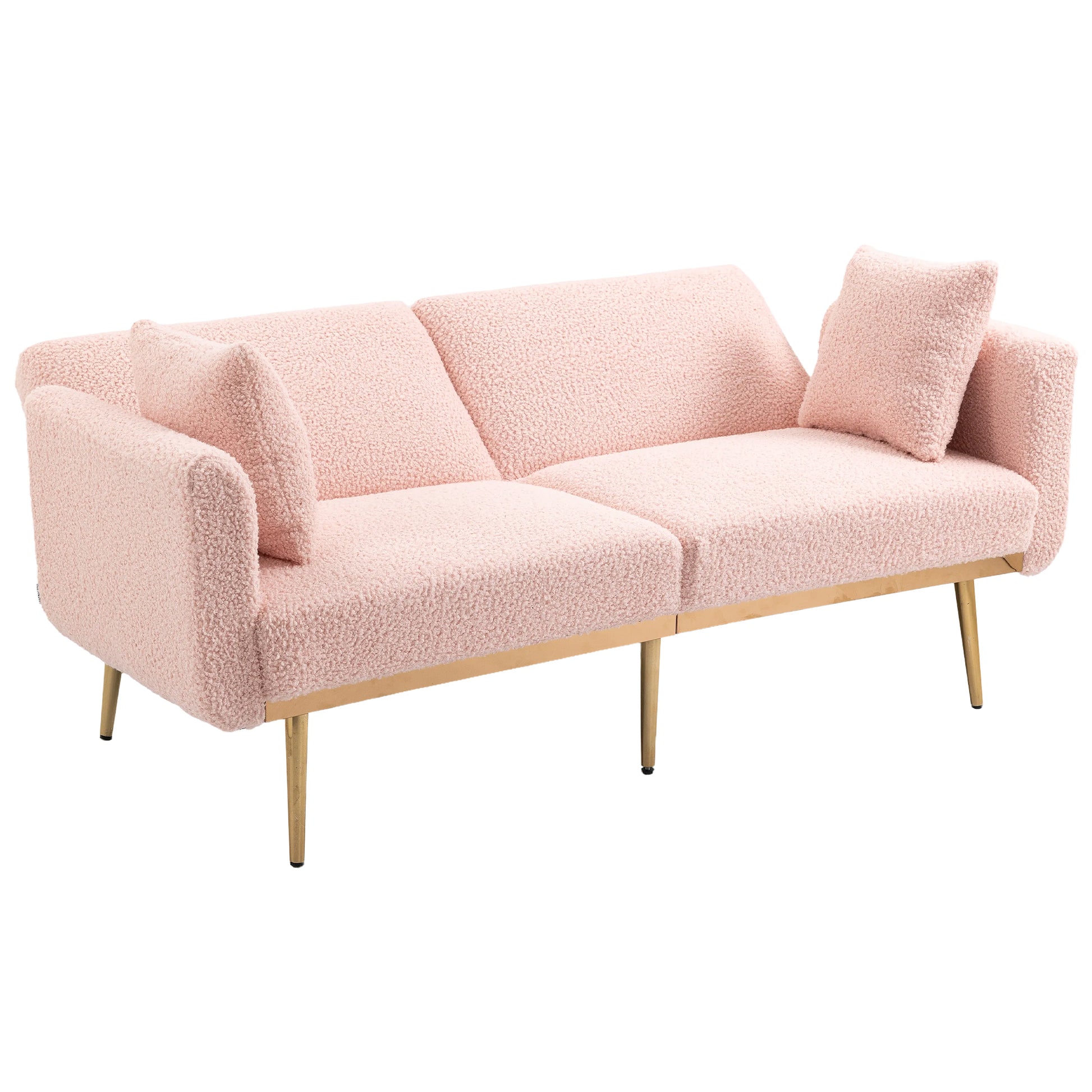 Coolmore Velvet Sofaaccent Sofa .Seat Sofa With Metal Feet Pink Teddy Polyester