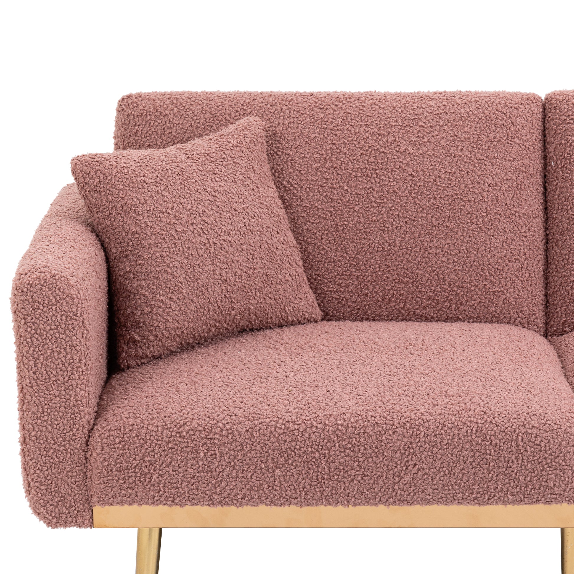 Coolmore Velvet Sofaaccent Sofa .Seat Sofa With Metal Feet Brush Pink Teddy Polyester