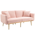 Coolmore Velvet Sofaaccent Sofa .Seat Sofa With Metal Feet Pink Teddy Polyester