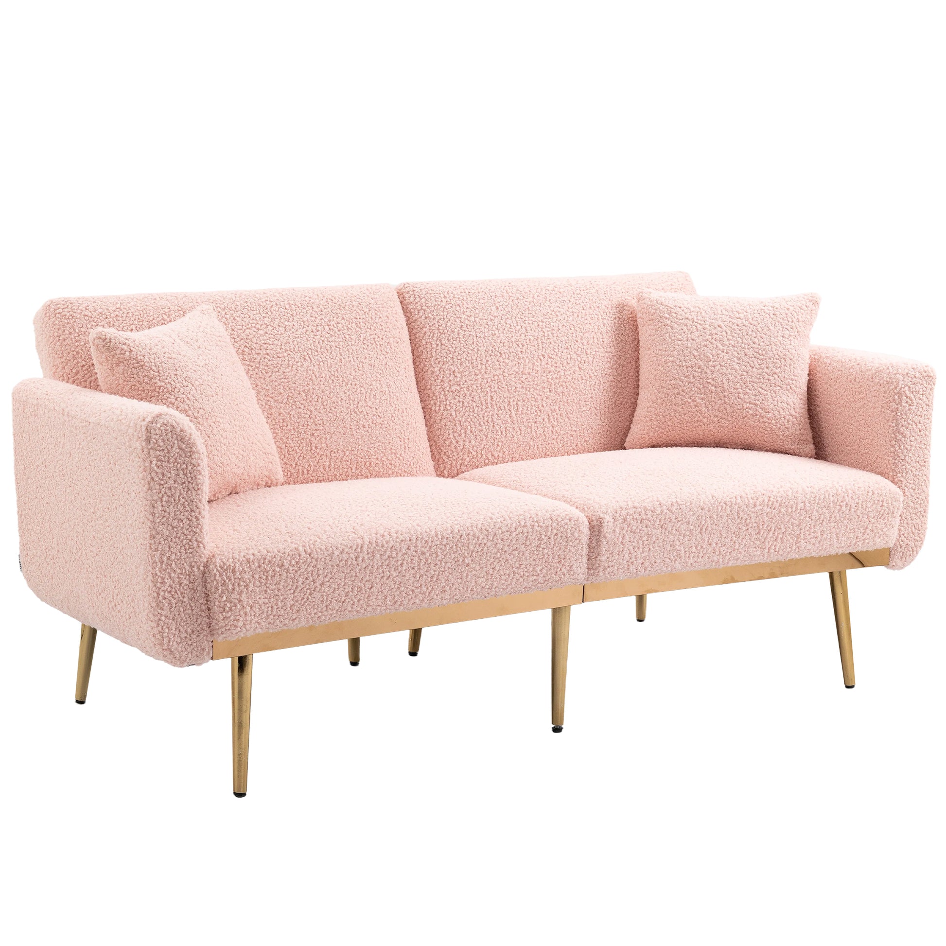 Coolmore Velvet Sofaaccent Sofa .Seat Sofa With Metal Feet Pink Teddy Polyester