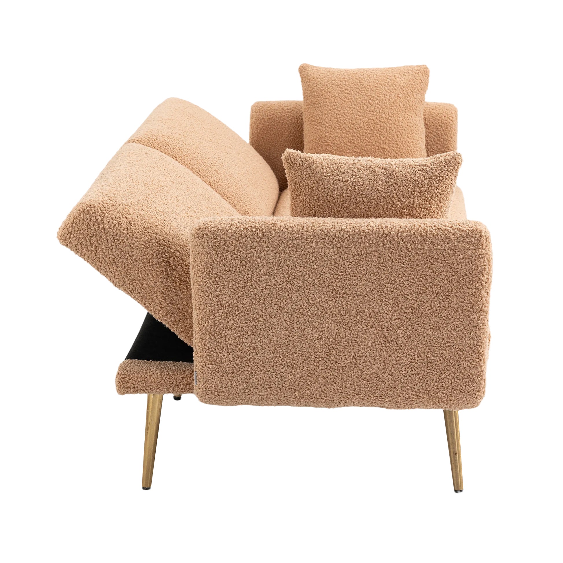 Coolmore Velvet Sofaaccent Sofa .Seat Sofa With Metal Feet Camel Teddy Polyester