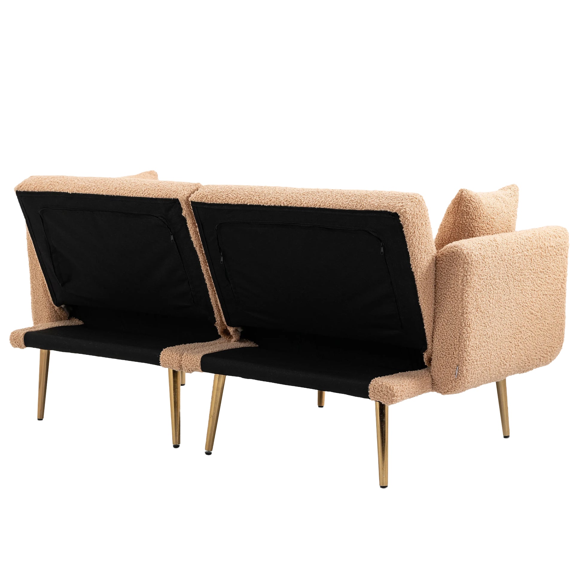 Coolmore Velvet Sofaaccent Sofa .Seat Sofa With Metal Feet Camel Teddy Polyester