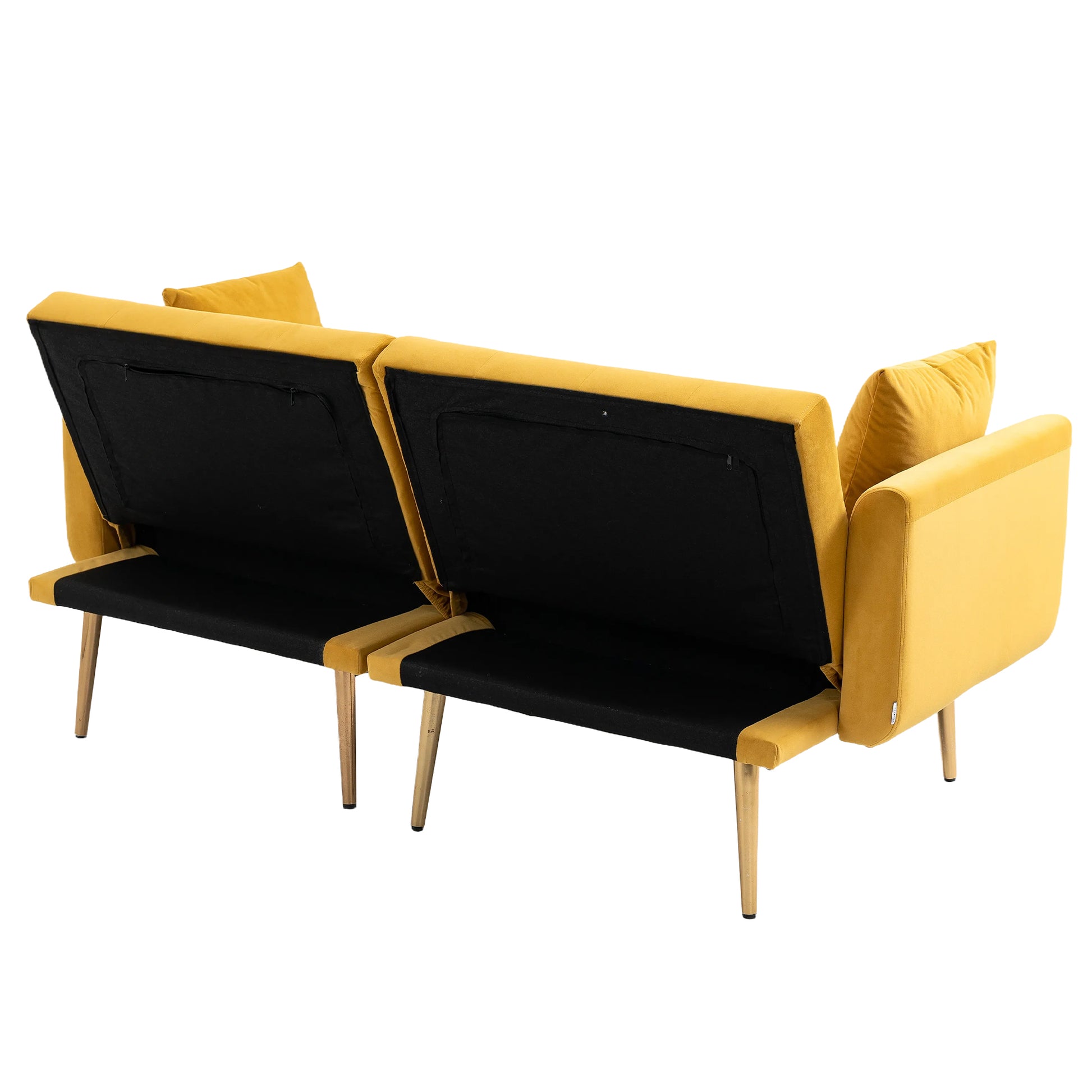 Coolmore Velvet Sofaaccent Sofa .Seat Sofa With Metal Feet Mustard Polyester