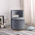 360 Swivel Accent Chair With Storage Function, And Velvet Pillow, Velvet Curved Chair With Gold Metal Base For Living Room, Nursery, Bedroom Video Gray Velvet