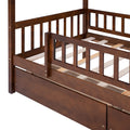 Twin Size Wooden House Bed With Two Drawers, Walnut Box Spring Not Required Twin Walnut Wood Bedroom Pine Bed Frame Wood