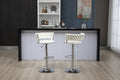 Coolmore Swivel Bar Stools Set Of 2 Adjustable Counter Height Chairs With Footrest For Kitchen, Dining Room 2Pc Set White Pu Pu Leather
