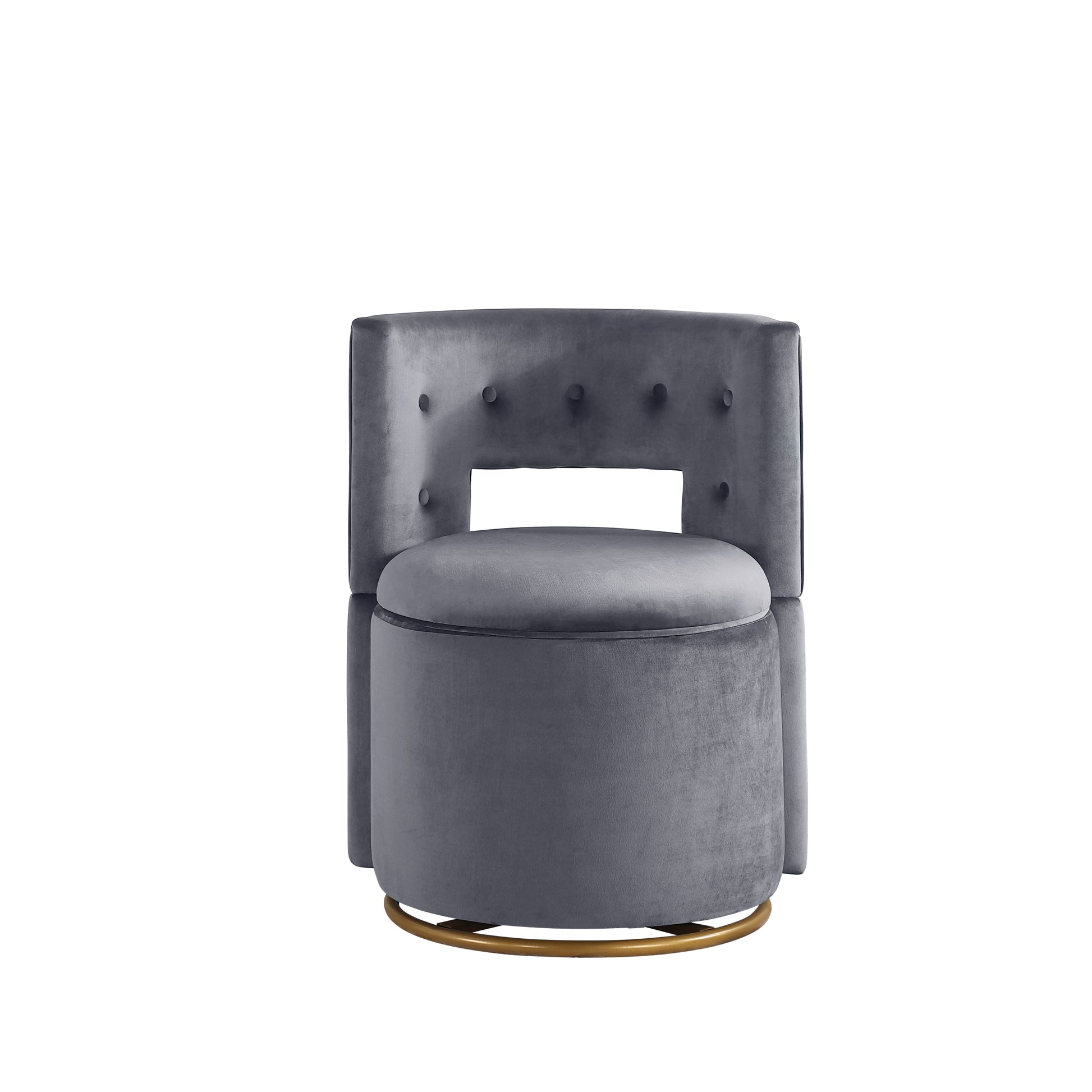 360 Swivel Accent Chair With Storage Function, And Velvet Pillow, Velvet Curved Chair With Gold Metal Base For Living Room, Nursery, Bedroom Video Gray Velvet