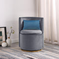 360 Swivel Accent Chair With Storage Function, And Velvet Pillow, Velvet Curved Chair With Gold Metal Base For Living Room, Nursery, Bedroom Video Gray Velvet
