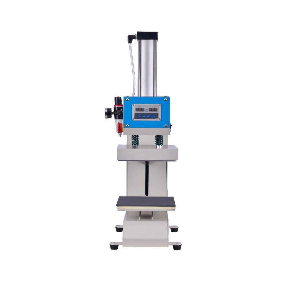 8X8 Label Pneumatic Heat Press Machine Blue Grey Aluminium