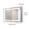 Bathroom Medicine Cabinet With Lights, 36 24 Inch Led Medicine Cabinet With Mirror, Wall Cabinet With Shelves, Double Door Lighted Medicine Cabinet With Defogger, Dimmable, Wall Mount Mirror Included Bathroom Powder Coated 3 Silver 2 2 36 To 47 In 24 To