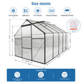 6X10 Ft Polycarbonate Greenhouse Raised Base And Anchor Aluminum Heavy Duty Walk In Greenhouses For Outdoor Backyard In All Season Black Aluminium