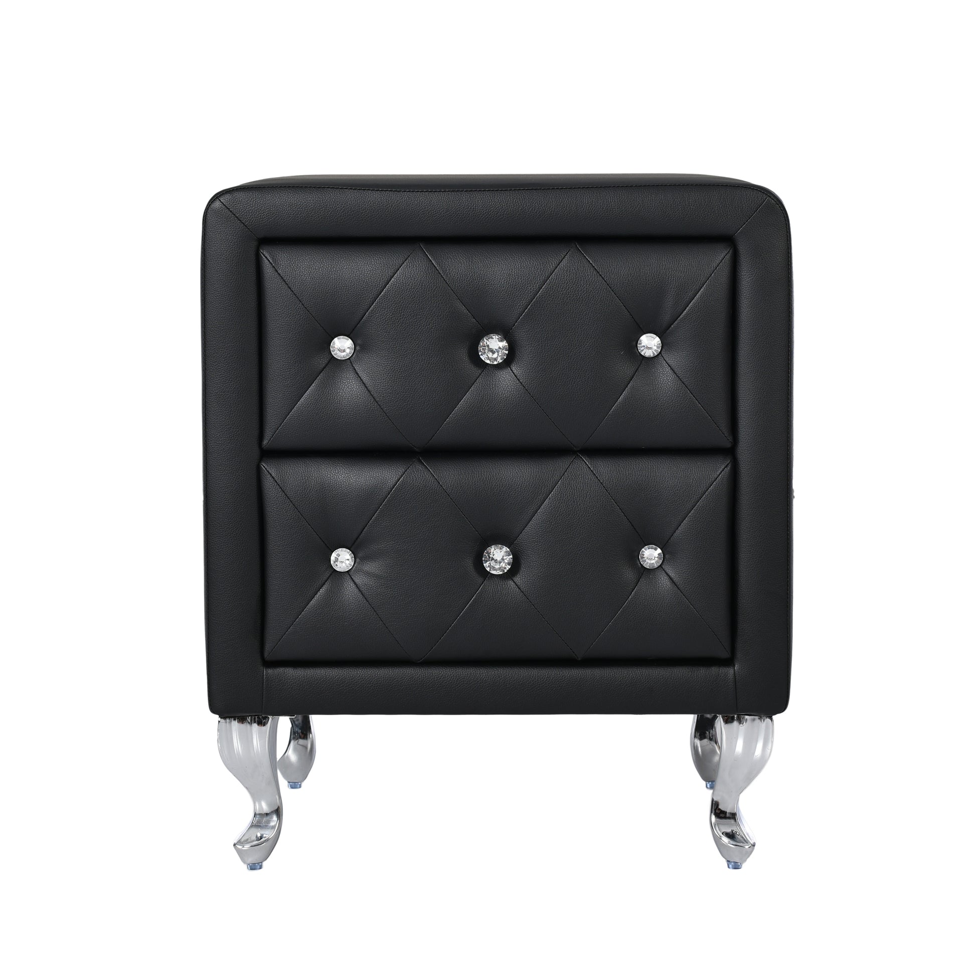 3 Pieces Bedroom Set With Queen Size Pu Leather Upholstered Platform Bed And Elegant Pu Nightstand With 2 Drawersblack Box Spring Not Required Queen Black 3 Piece Set Pu