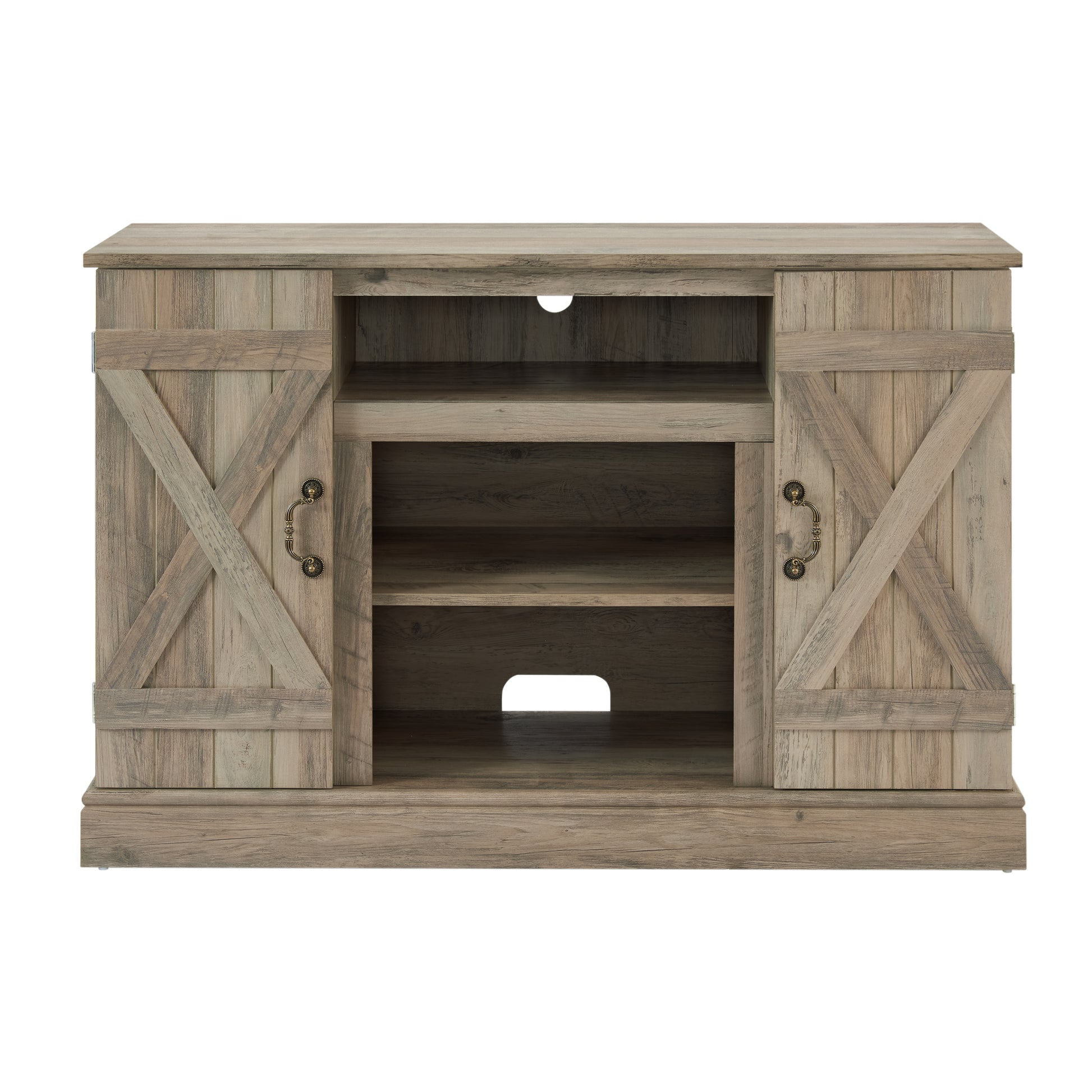 Farmhouse Classic Media Tv Stand Antique Entertainment Console For Tv Up To 50" With Open And Closed Storage Space, Gray Wash, 47"W*15.5"D*30.75"H Gray Wash Primary Living Space 50 Inches 40 49 Inches Farmhouse 50 Inches Mdf