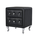 3 Pieces Bedroom Set With Queen Size Pu Leather Upholstered Platform Bed And Elegant Pu Nightstand With 2 Drawersblack Box Spring Not Required Queen Black 3 Piece Set Pu