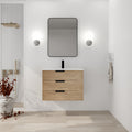 30 Inch Wall Mounting Bathroomg Vanity With Sink, Soft Close Drawer And Side Shelf G Bvb01430Imo Grb3020Mowh Imitative Oak Plywood