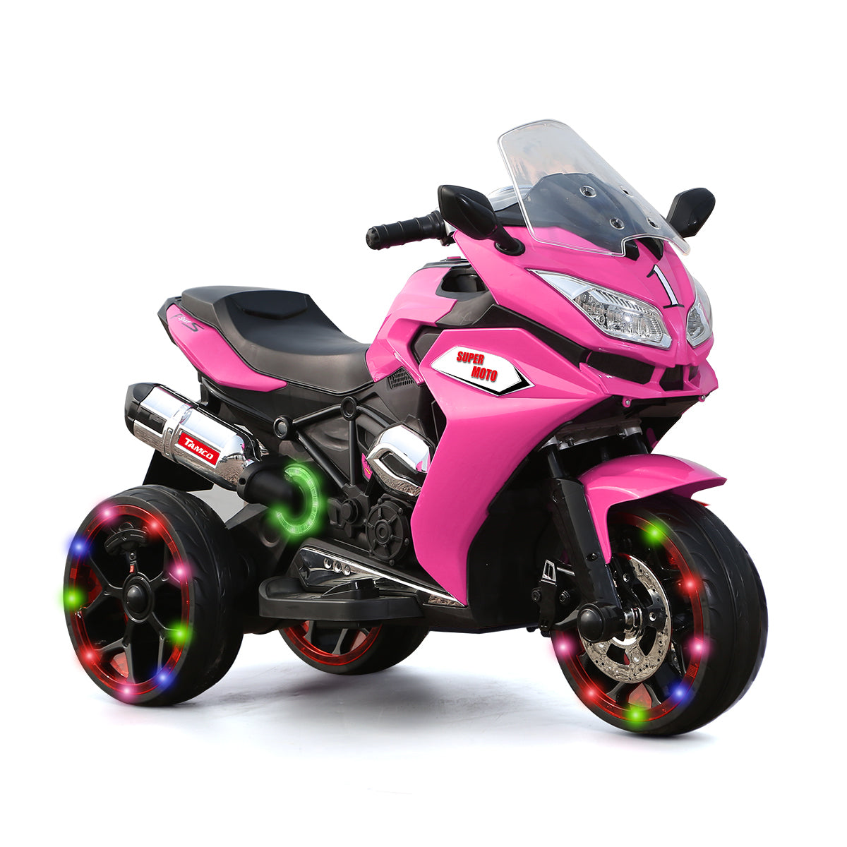 Tamco 12V Kids Electric Motorcycle Ride On Motorcycle,Girls Motorcycle, Children Battery Motor Bikes Rechargeable 3 Wheels Ride On Kids Electric Motorcycle With Light Wheels Electric Ride On Car Pink 50 99 Lbs Plastic Indoor & Outdoor Use