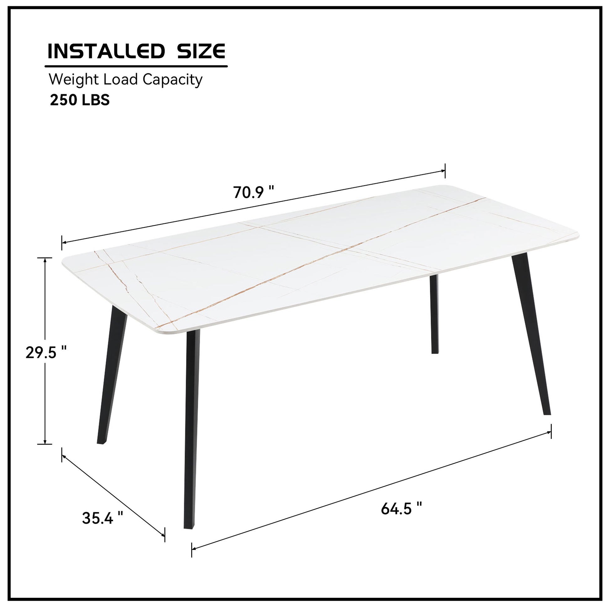 J3710 Porcelain Dining Table White 70" White Foam Ceramic