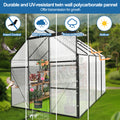 6X8 Ft Polycarbonate Greenhouse Raised Base And Anchor Aluminum Heavy Duty Walk In Greenhouses For Outdoor Backyard In All Season Black Aluminum