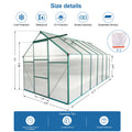 6X12 Ft Polycarbonate Greenhouse Raised Base And Anchor Aluminum Heavy Duty Walk In Greenhouses For Outdoor Backyard In All Season Green Aluminium