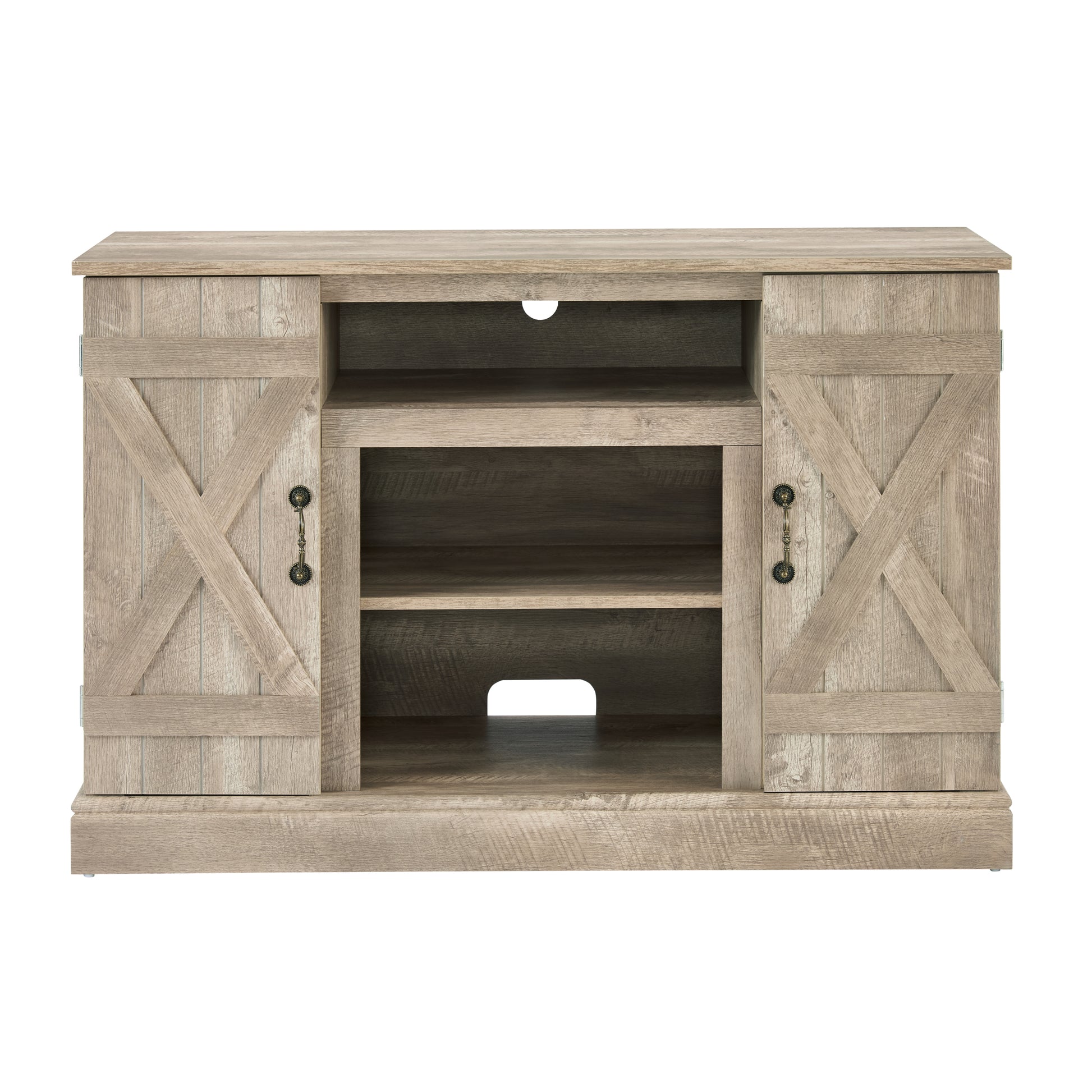 Farmhouse Classic Media Tv Stand Antique Entertainment Console For Tv Up To 50" With Open And Closed Storage Space, Ashland Pine, 47"W*15.5"D*30.75"H Light Gray Primary Living Space 50 Inches 40 49 Inches Farmhouse 50 Inches Mdf