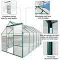 6X12 Ft Polycarbonate Greenhouse Raised Base And Anchor Aluminum Heavy Duty Walk In Greenhouses For Outdoor Backyard In All Season Green Aluminium