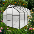 6X10 Ft Polycarbonate Greenhouse Raised Base And Anchor Aluminum Heavy Duty Walk In Greenhouses For Outdoor Backyard In All Season Black Aluminium