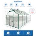 6X12 Ft Polycarbonate Greenhouse Raised Base And Anchor Aluminum Heavy Duty Walk In Greenhouses For Outdoor Backyard In All Season Green Aluminium