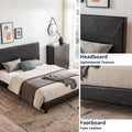 Queen Size Upholstered Platform Bed Frame ,Wood Slat Support, Easy Assembly,Black, Pu Black Pu Pu
