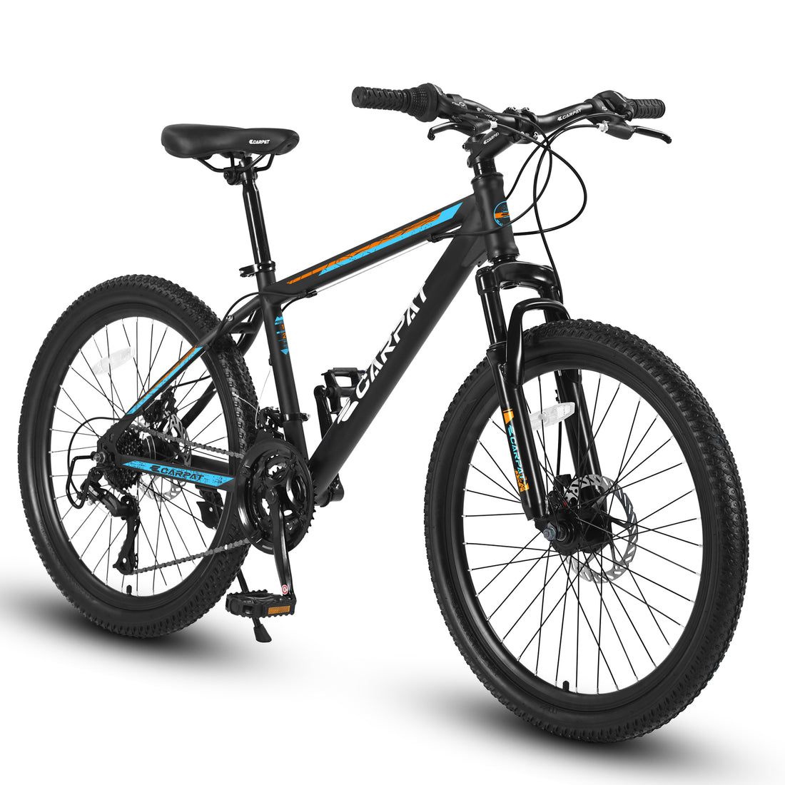 S26102 26 Inch Mountain Bike, Shimano 21 Speeds With Mechanical Disc Brakes, High Carbon Steel Frame, Suspension Mtb Bikes Mountain Bicycle For Adult & Teenagers Blue Aluminium