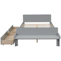 Full Bed With Footboard Bench,2 Drawers,Grey Full Grey Wood Bedroom American Design Pine Pine