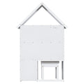 House Shaped Kids Desk With A Cushion Stool,House Style Desk And Stool Set,White White Bedroom American Design Pine Pine