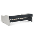 Queen Size Daybed With Drawers Upholstered Tufted Sofa Bed,With Button On Back And Copper Nail On Waved Shape Arms, Beige 84.5