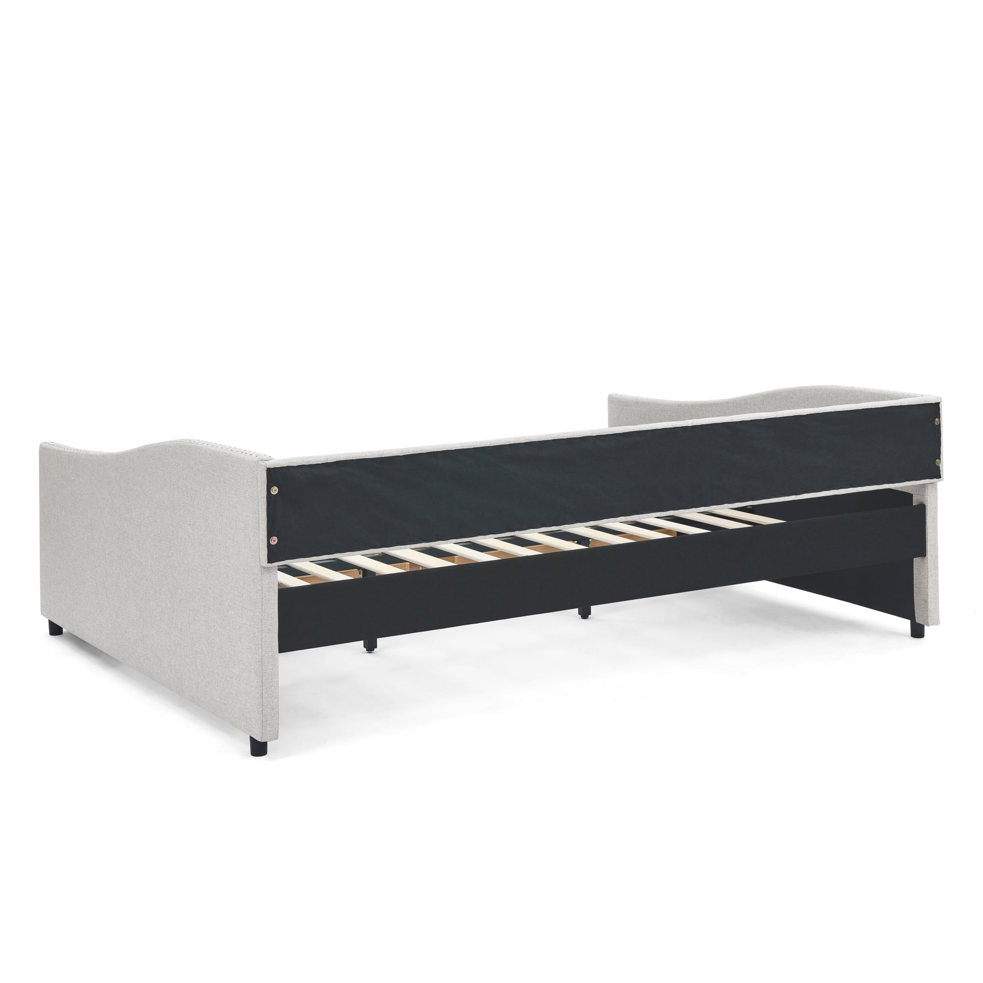 Queen Size Daybed With Drawers Upholstered Tufted Sofa Bed,With Button On Back And Copper Nail On Waved Shape Arms, Beige 84.5"X63.5"X26.5" Beige Linen