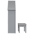 House Shaped Kids Desk With A Cushion Stool,House Style Desk And Stool Set,Grey Grey Bedroom American Design Pine Pine