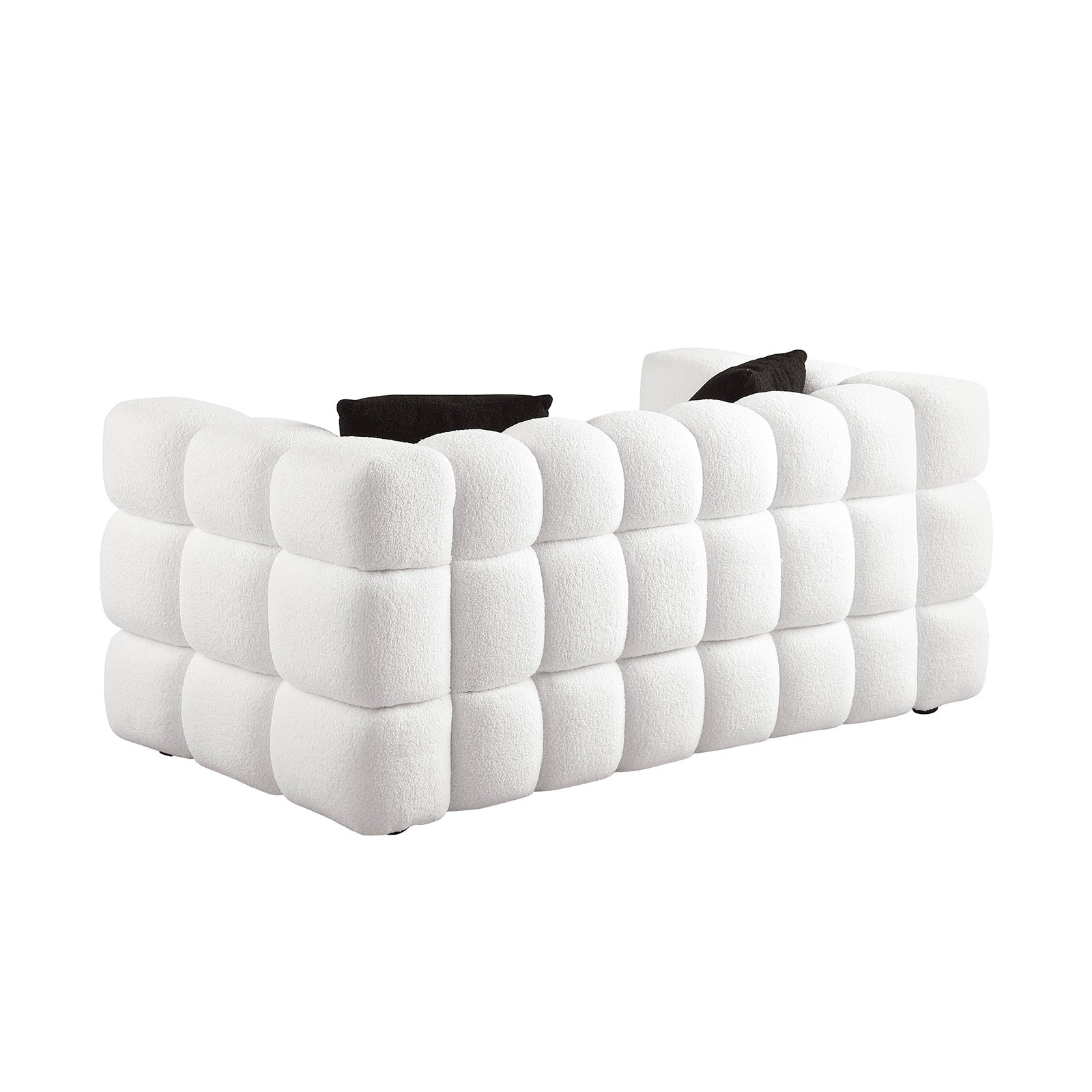 62.2Length ,35.83" Deepth ,Human Body Structure For Usa People, Marshmallow Sofa,Boucle Sofa ,White Color, 2 Seater White Light Brown Wood Primary Living Space Medium Soft Split Back Eucalyptus Square Arms Boucle 2 Seat