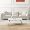 Mid Century Modern Couch 3 Seater Sofa Upholstered For Living Room, Bedroom, Beige Beige Boucle
