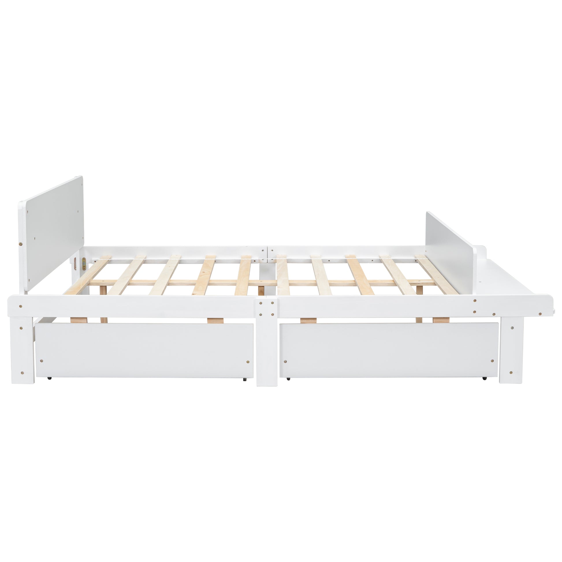 Full Bed With Footboard Bench,2 Drawers,White Full White Wood Bedroom American Design Pine Pine