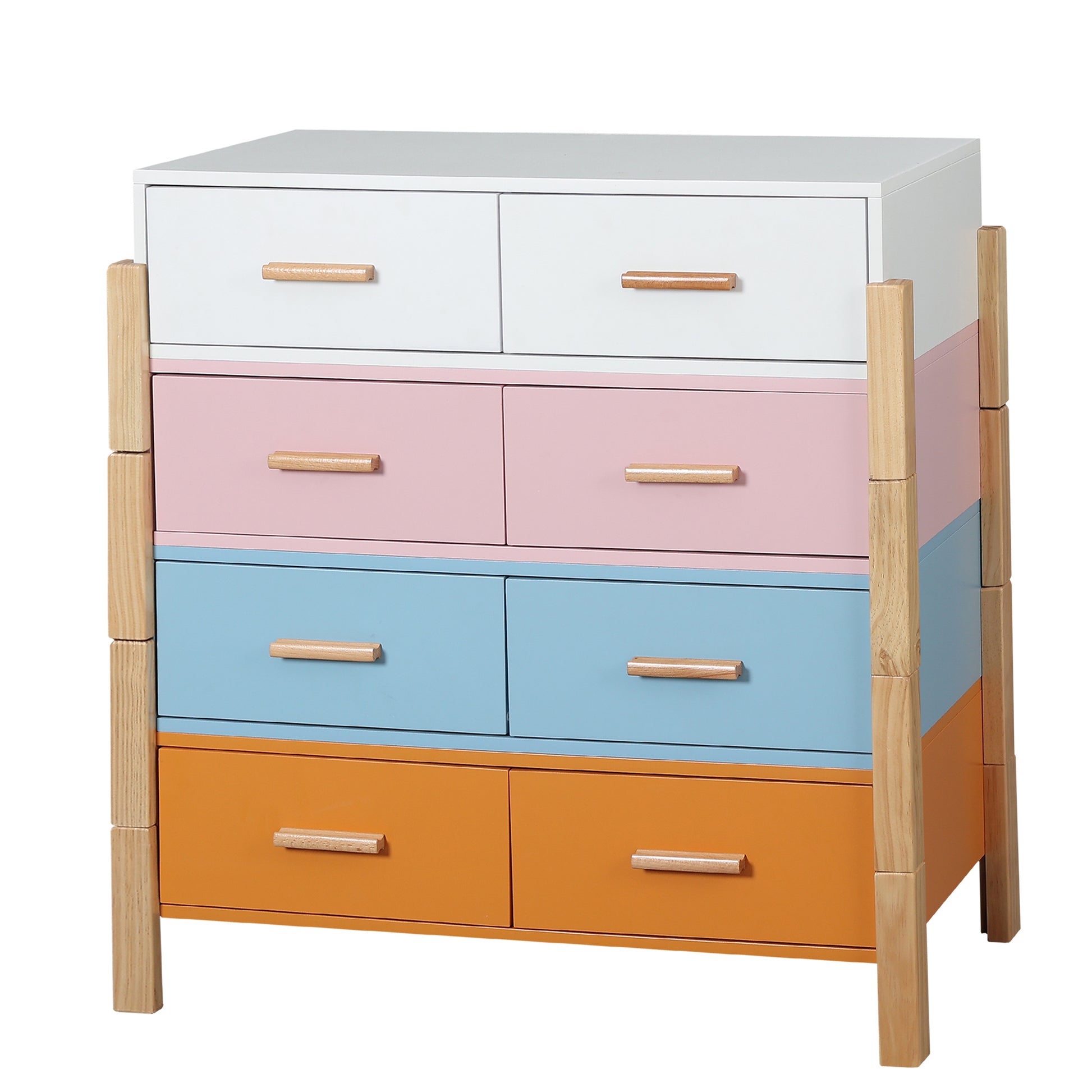 The Colorful Free Combination Cabinet Dresser Cabinet Bar Cabinet, Storge Cabinet, Lockers,Solid Woodhandle, Can Be Placed In The Living Room, Bedroom, Dining Room Color White, Blue Orange Pink 5 Or More Drawers White Blue Primary Living Space Distressed