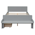 Full Bed With Footboard Bench,2 Drawers,Grey Full Grey Wood Bedroom American Design Pine Pine