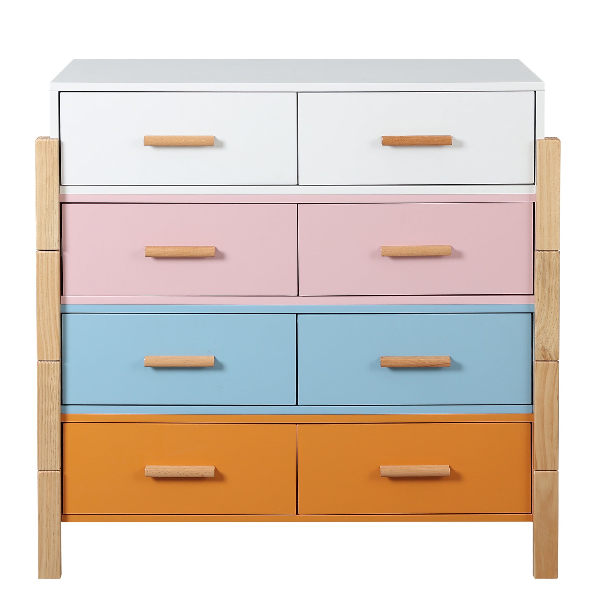 The Colorful Free Combination Cabinet Dresser Cabinet Bar Cabinet, Storge Cabinet, Lockers,Solid Woodhandle, Can Be Placed In The Living Room, Bedroom, Dining Room Color White, Blue Orange Pink 5 Or More Drawers White Blue Primary Living Space Distressed