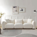 Mid Century Modern Couch 3 Seater Sofa Upholstered For Living Room, Bedroom, Beige Beige Boucle