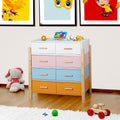 The Colorful Free Combination Cabinet Dresser Cabinet Bar Cabinet, Storge Cabinet, Lockers,Solid Woodhandle, Can Be Placed In The Living Room, Bedroom, Dining Room Color White, Blue Orange Pink 5 Or More Drawers White Blue Primary Living Space Distressed